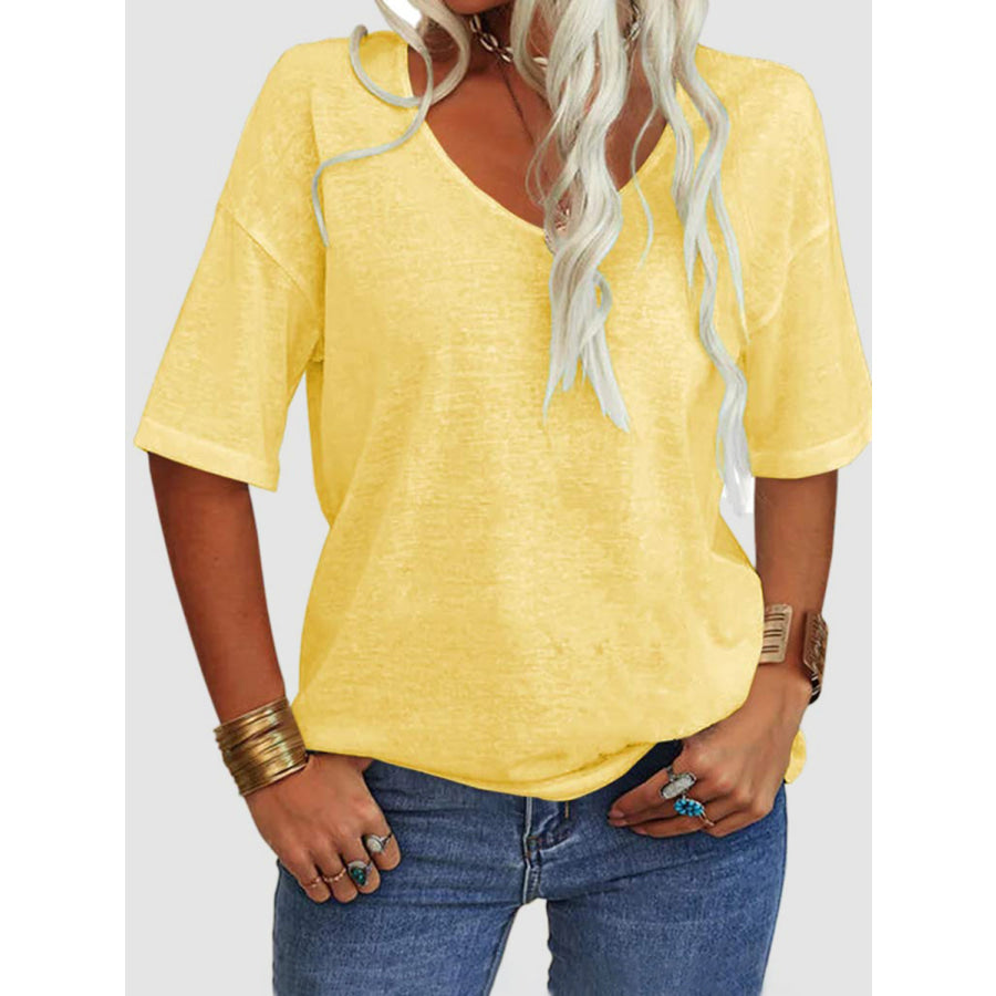 V-Neck Dropped Shoulder Half Sleeve T-Shirt Apparel and Accessories