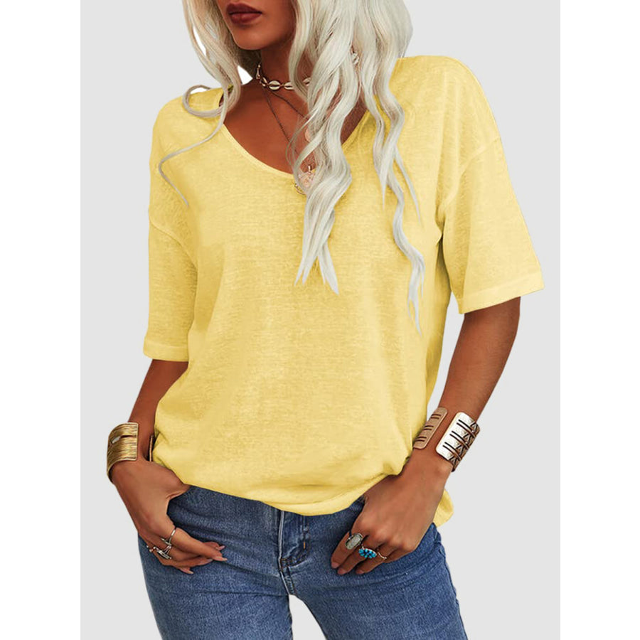 V-Neck Dropped Shoulder Half Sleeve T-Shirt Apparel and Accessories