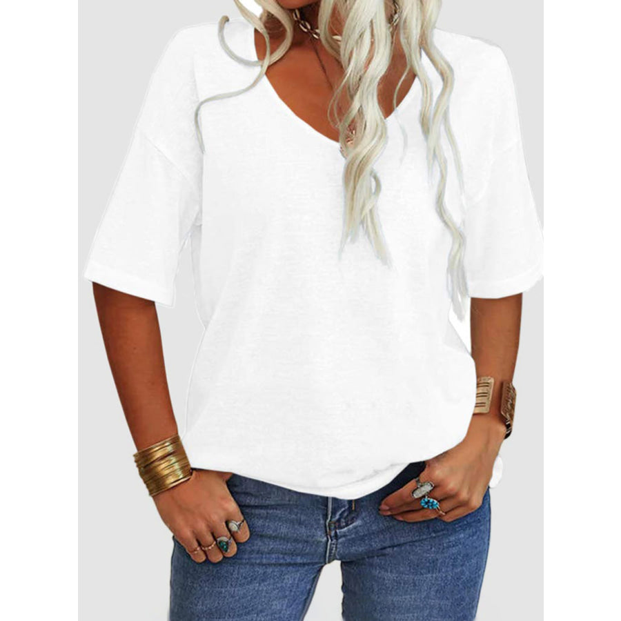 V-Neck Dropped Shoulder Half Sleeve T-Shirt Apparel and Accessories