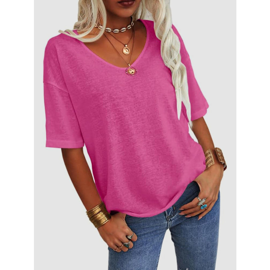 V-Neck Dropped Shoulder Half Sleeve T-Shirt Apparel and Accessories