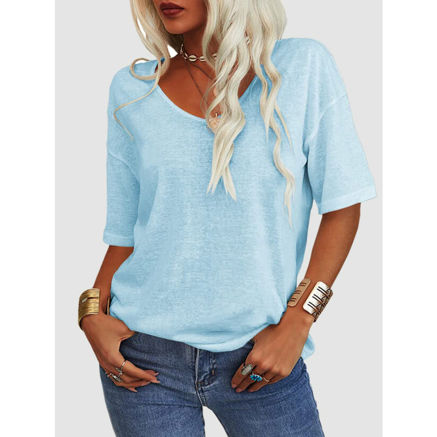 V-Neck Dropped Shoulder Half Sleeve T-Shirt Apparel and Accessories