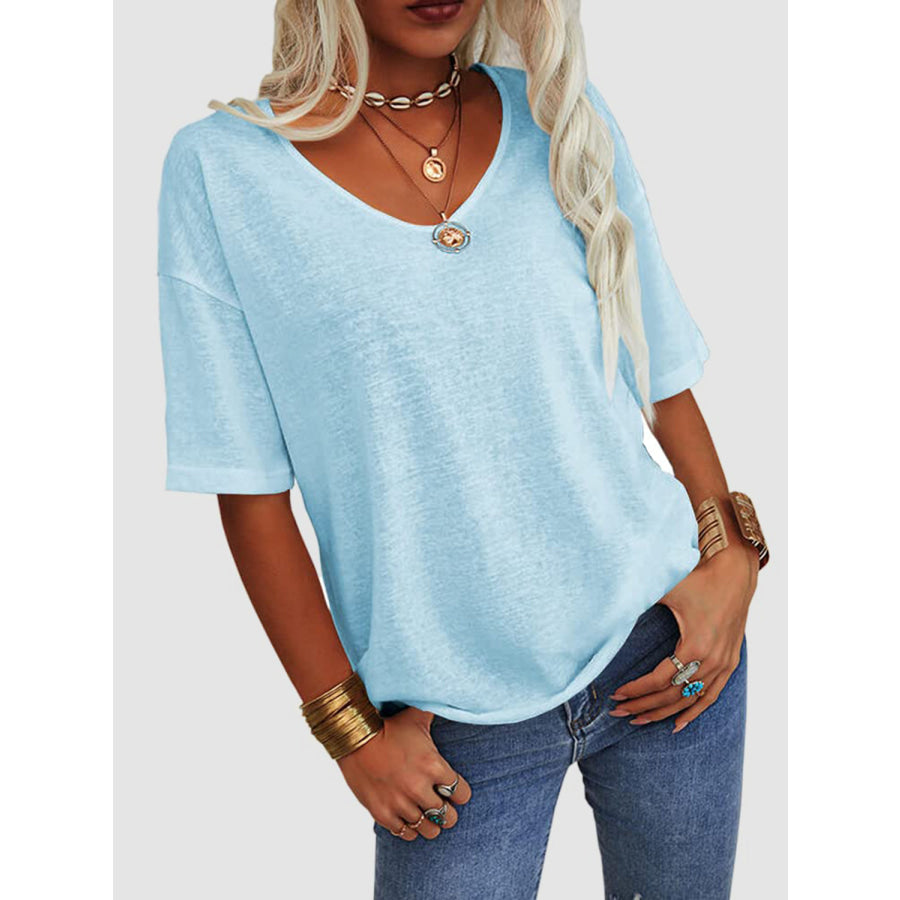 V-Neck Dropped Shoulder Half Sleeve T-Shirt Apparel and Accessories