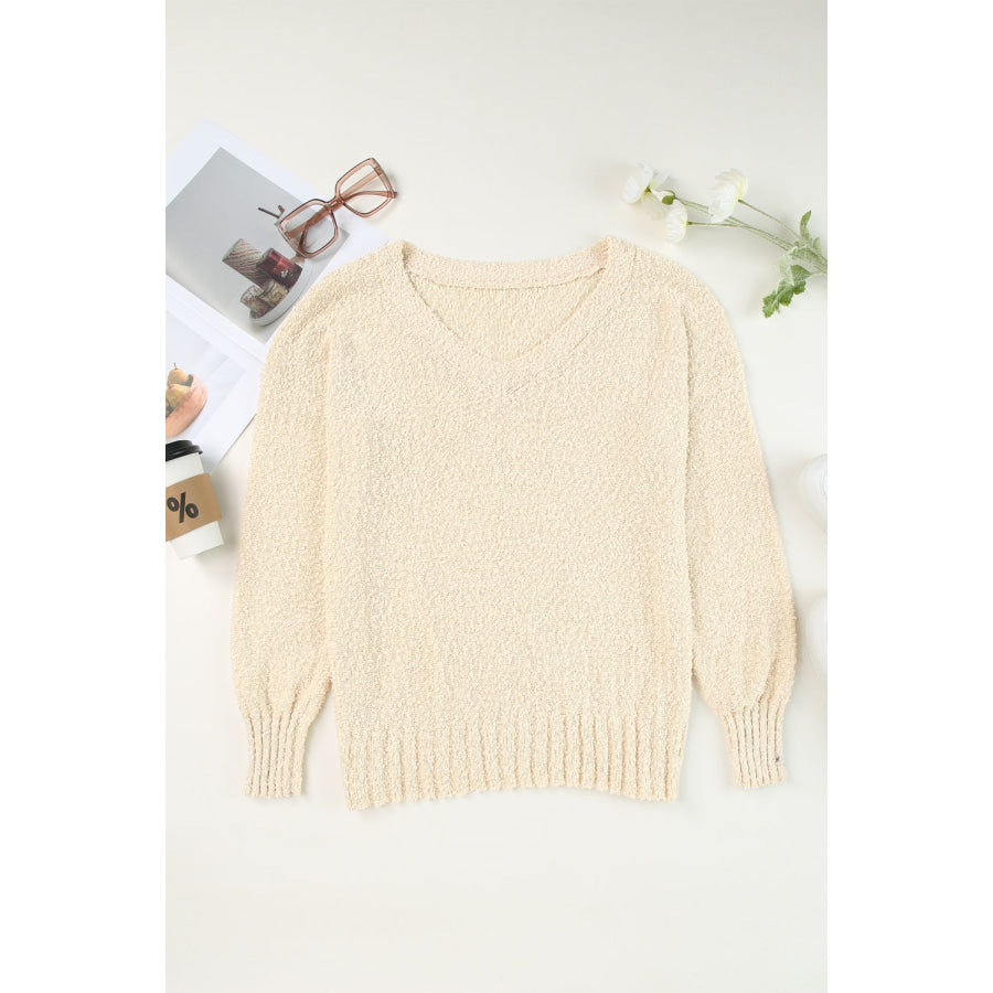 V-Neck Dropped Shoulder Sweater Apparel and Accessories