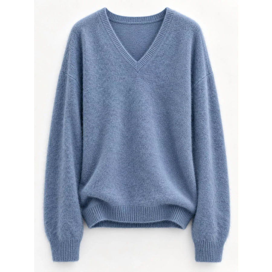 V-Neck Dropped Shoulder Sweater Apparel and Accessories
