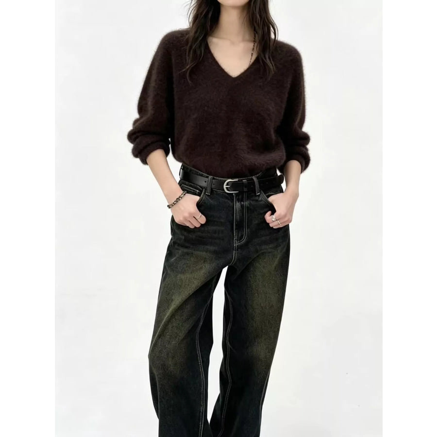 V-Neck Dropped Shoulder Sweater Apparel and Accessories