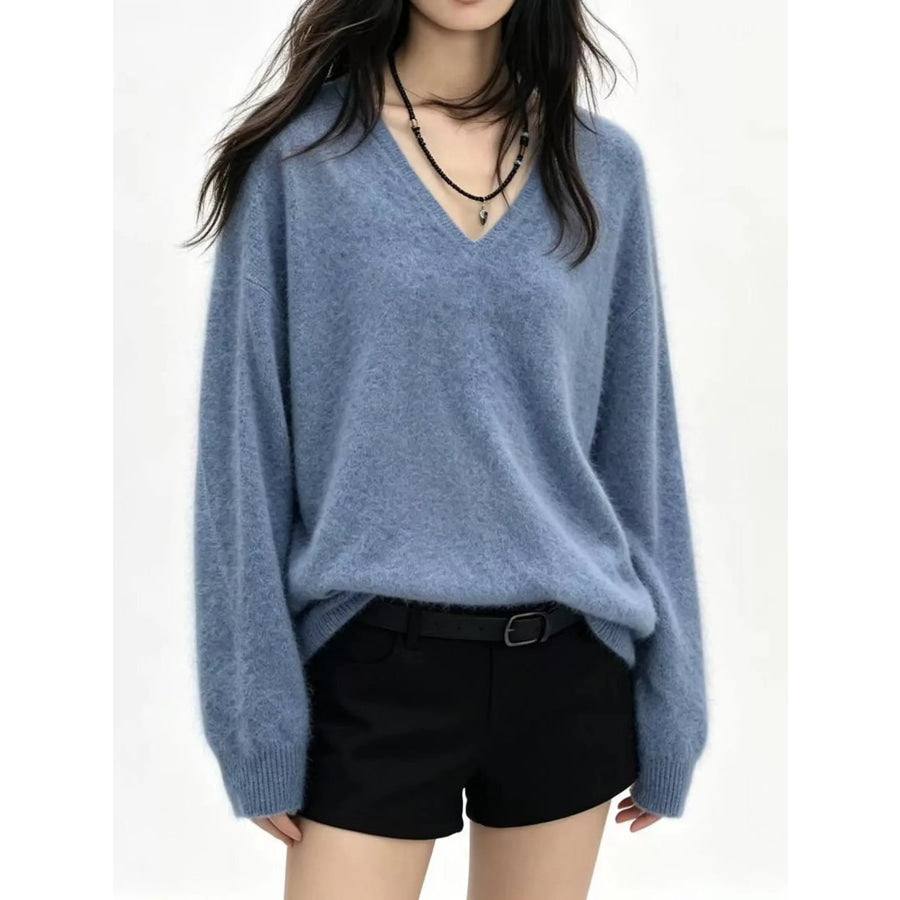 V-Neck Dropped Shoulder Sweater Apparel and Accessories