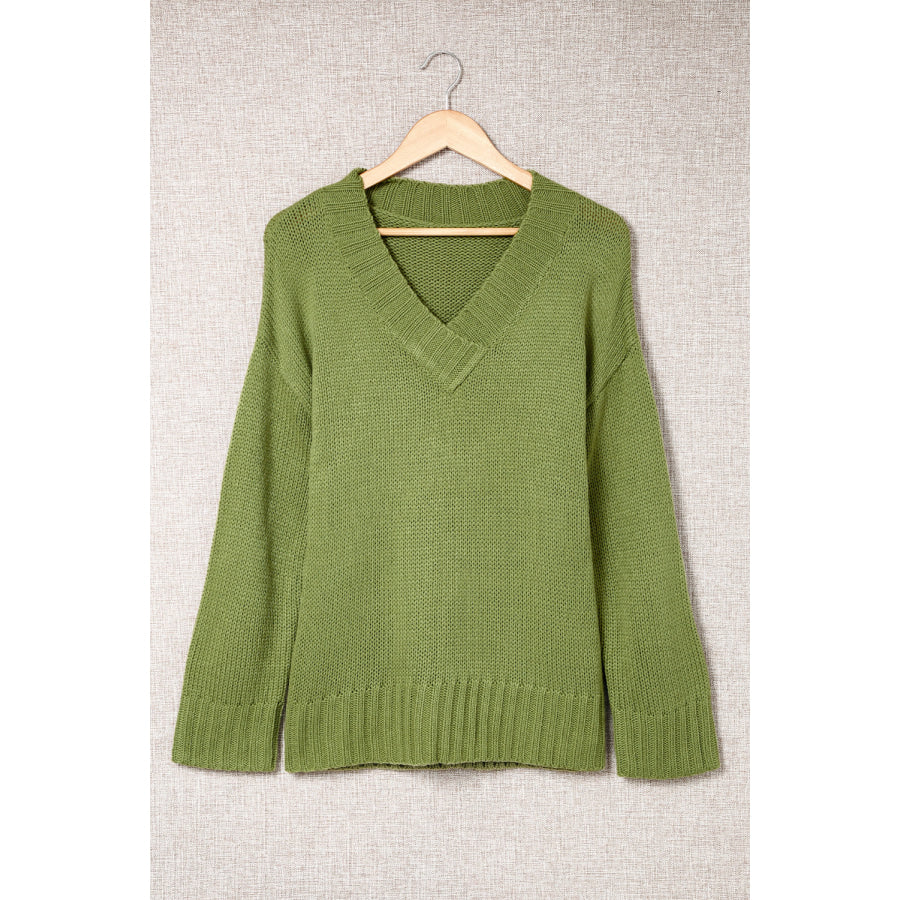 V-Neck Dropped Shoulder Sweater Apparel and Accessories