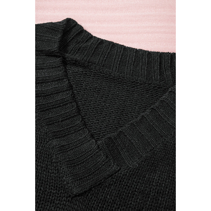 V-Neck Dropped Shoulder Sweater Apparel and Accessories