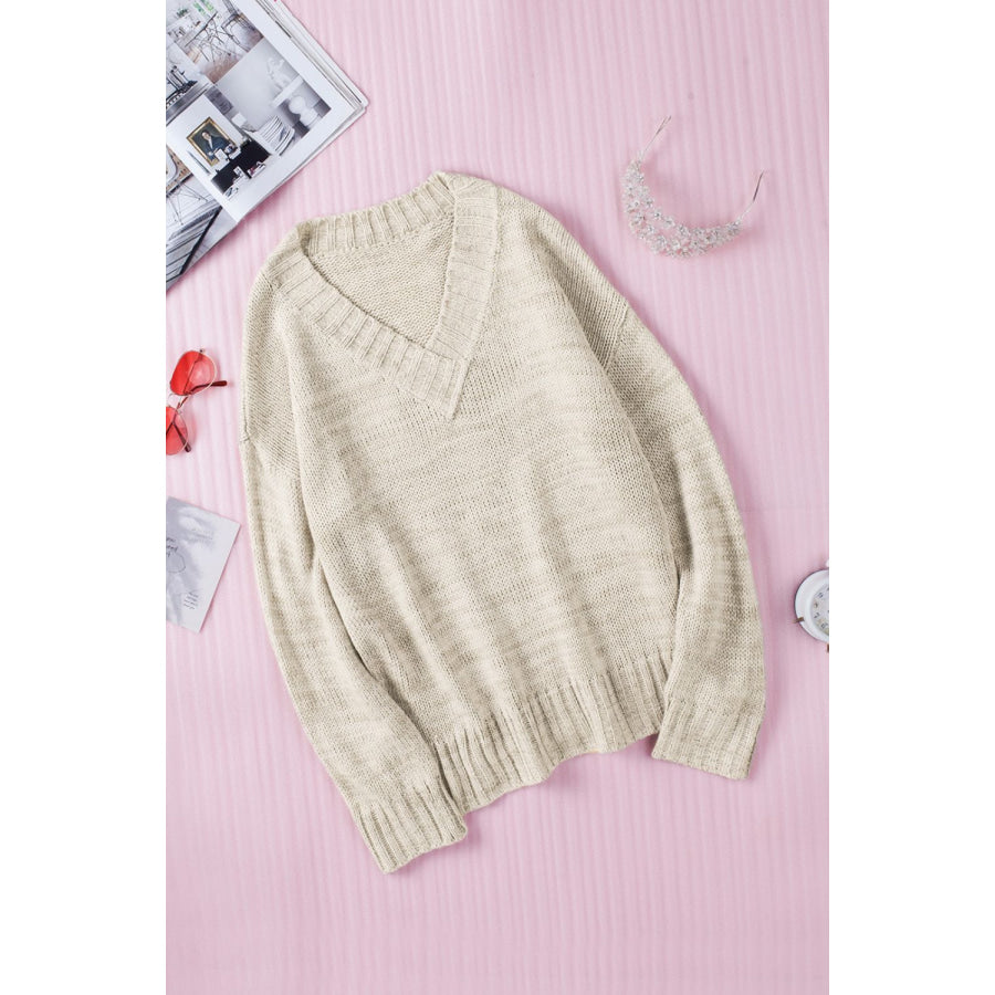 V-Neck Dropped Shoulder Sweater Apparel and Accessories