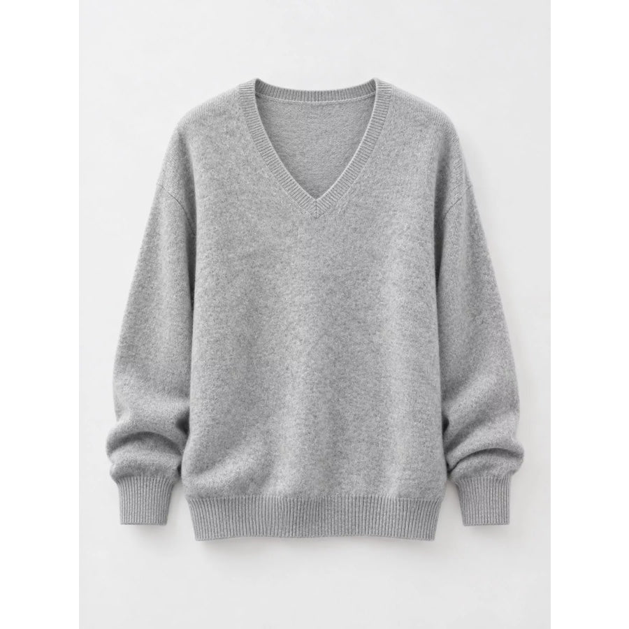 V-Neck Dropped Shoulder Sweater Apparel and Accessories