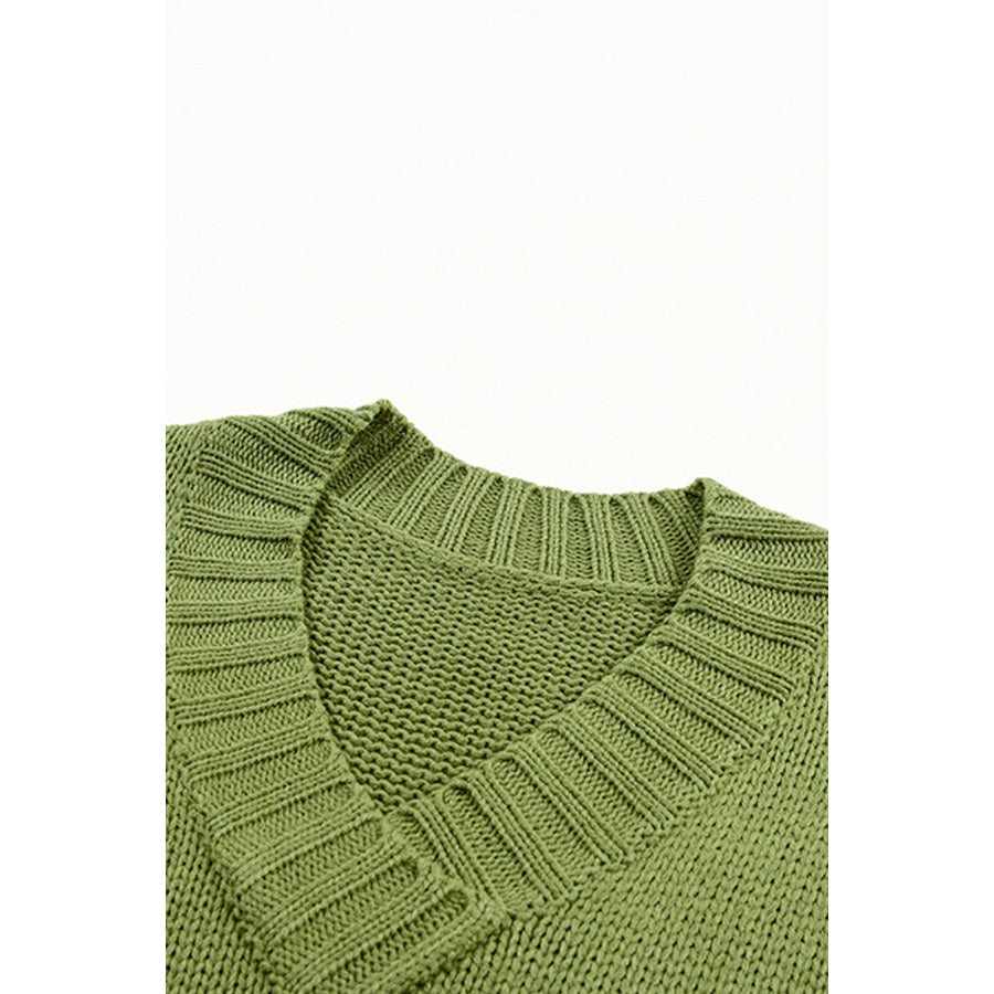 V-Neck Dropped Shoulder Sweater Apparel and Accessories