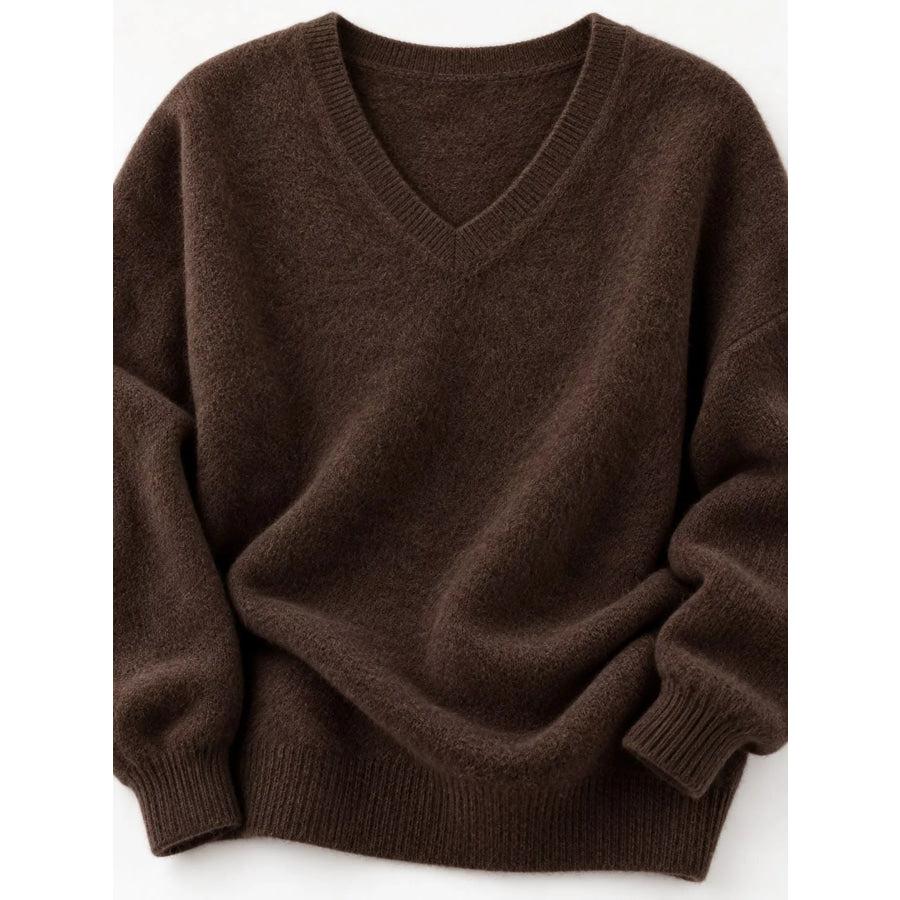 V-Neck Dropped Shoulder Sweater Apparel and Accessories
