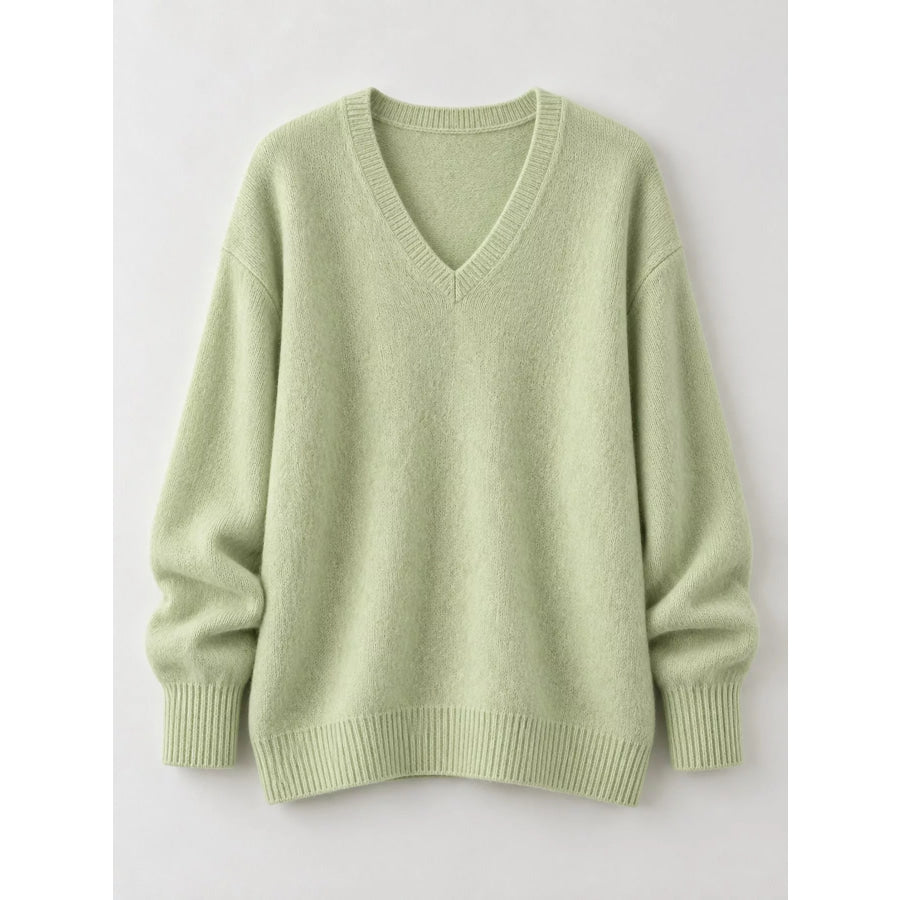 V-Neck Dropped Shoulder Sweater Apparel and Accessories