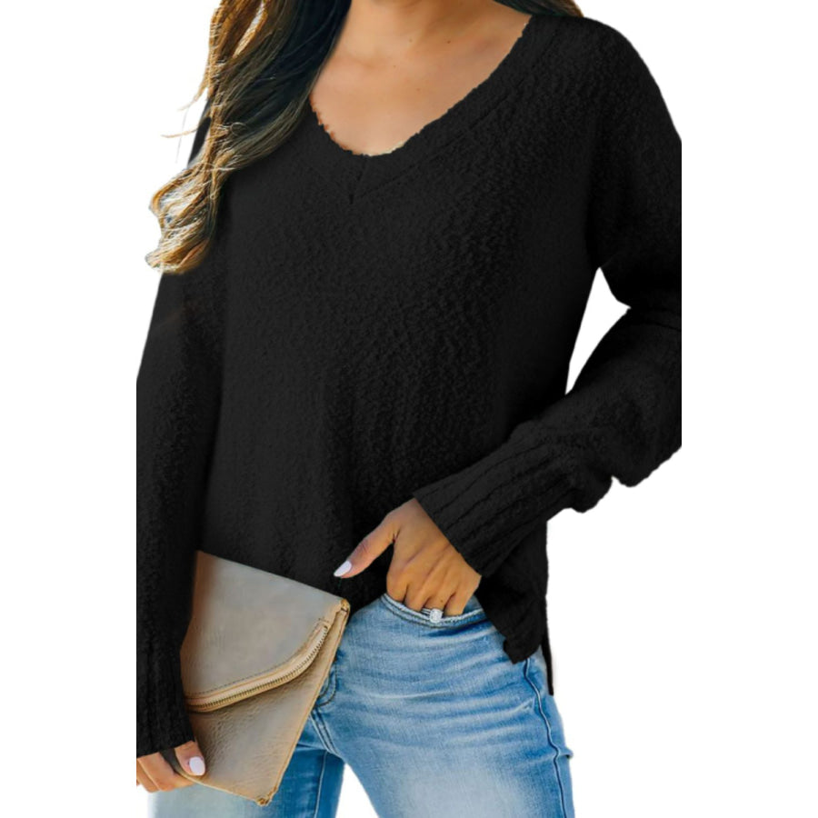 V-Neck Dropped Shoulder Sweater Apparel and Accessories