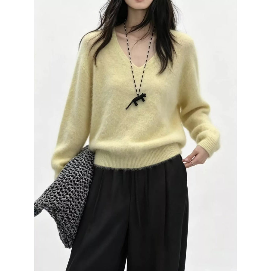 V-Neck Dropped Shoulder Sweater Apparel and Accessories