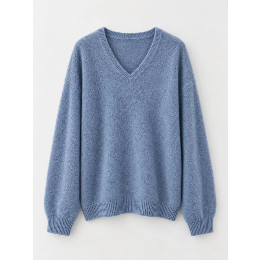 V-Neck Dropped Shoulder Sweater Apparel and Accessories