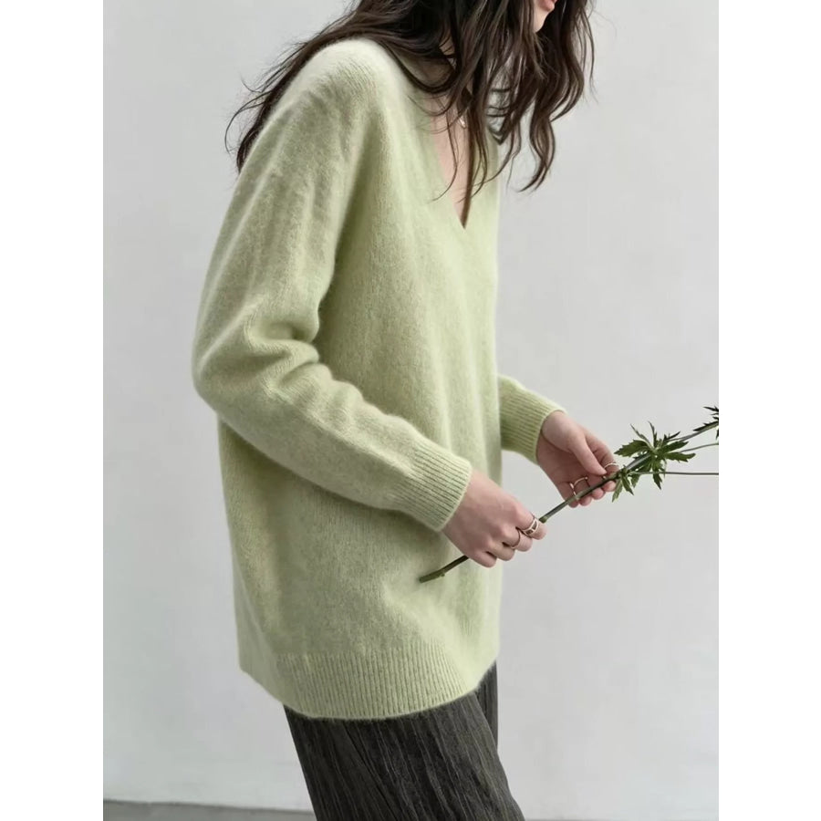 V-Neck Dropped Shoulder Sweater Apparel and Accessories