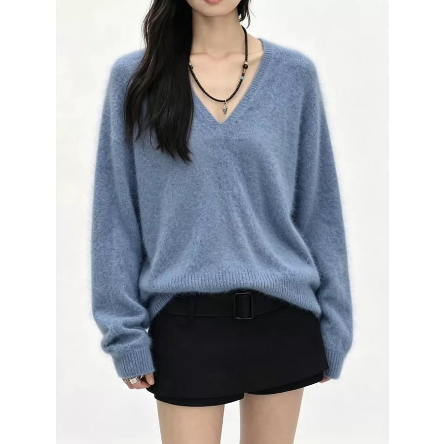 V-Neck Dropped Shoulder Sweater Apparel and Accessories