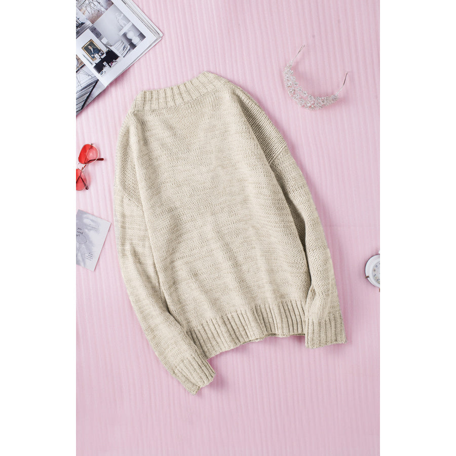 V-Neck Dropped Shoulder Sweater Apparel and Accessories