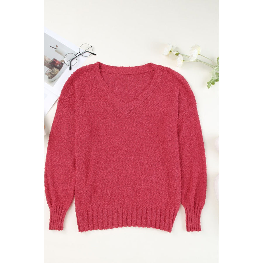 V-Neck Dropped Shoulder Sweater Apparel and Accessories