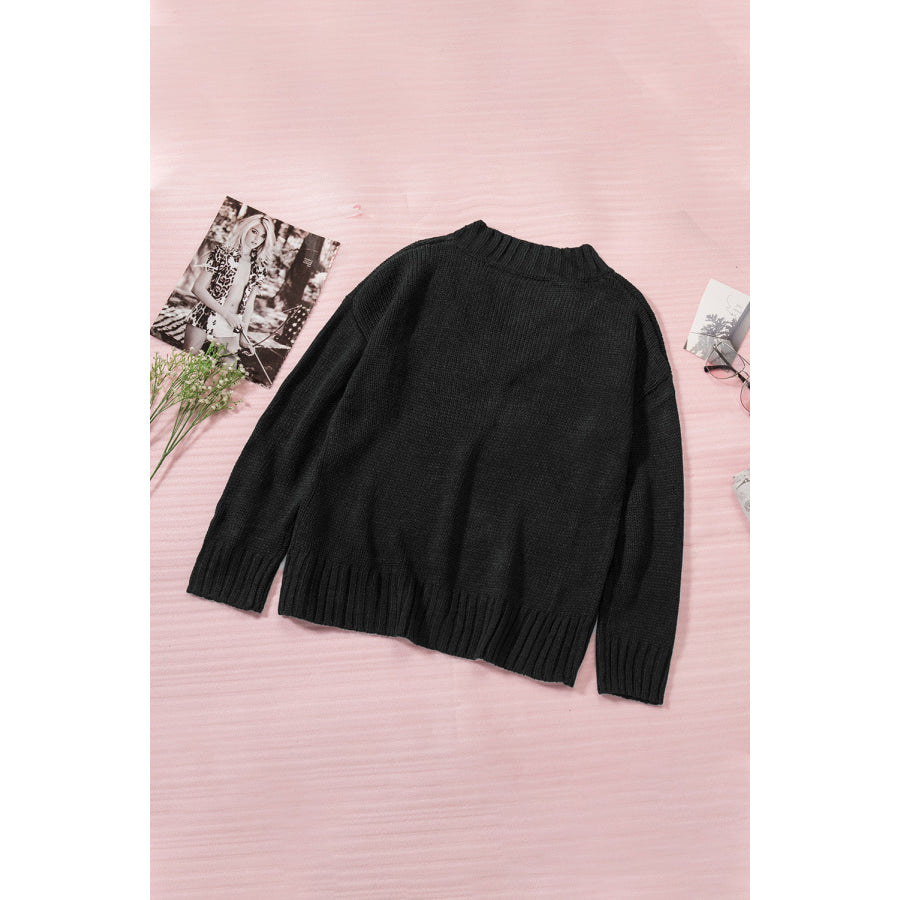 V-Neck Dropped Shoulder Sweater Apparel and Accessories