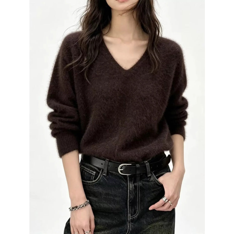 V-Neck Dropped Shoulder Sweater Apparel and Accessories