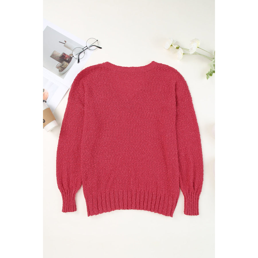 V-Neck Dropped Shoulder Sweater Apparel and Accessories