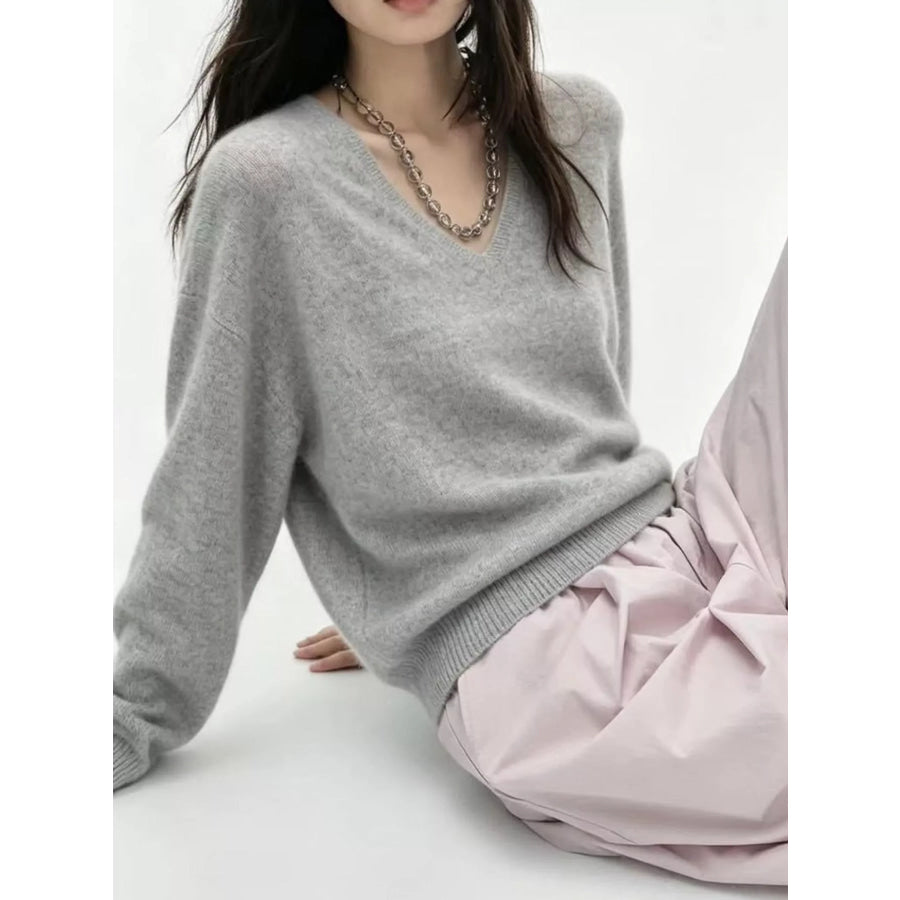 V-Neck Dropped Shoulder Sweater Apparel and Accessories