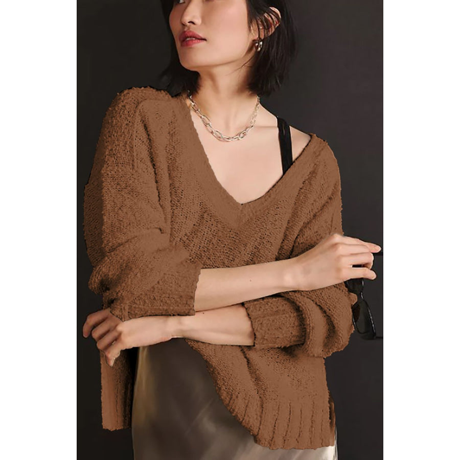 V-Neck Dropped Shoulder Sweater Apparel and Accessories