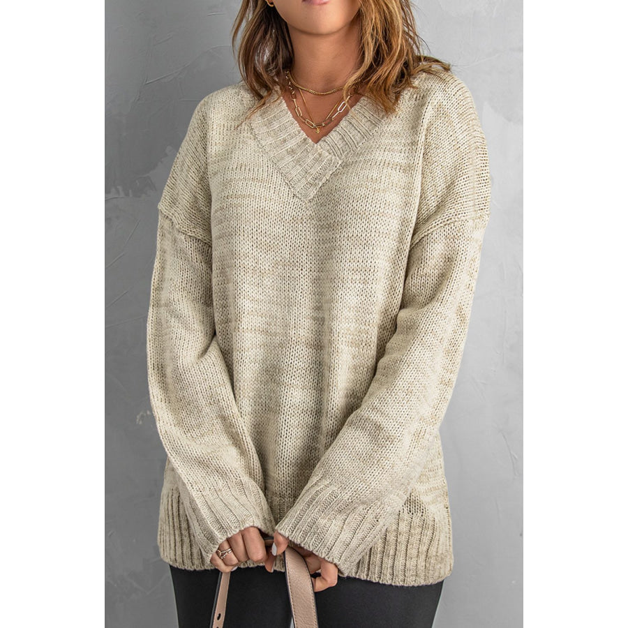 V-Neck Dropped Shoulder Sweater Apparel and Accessories