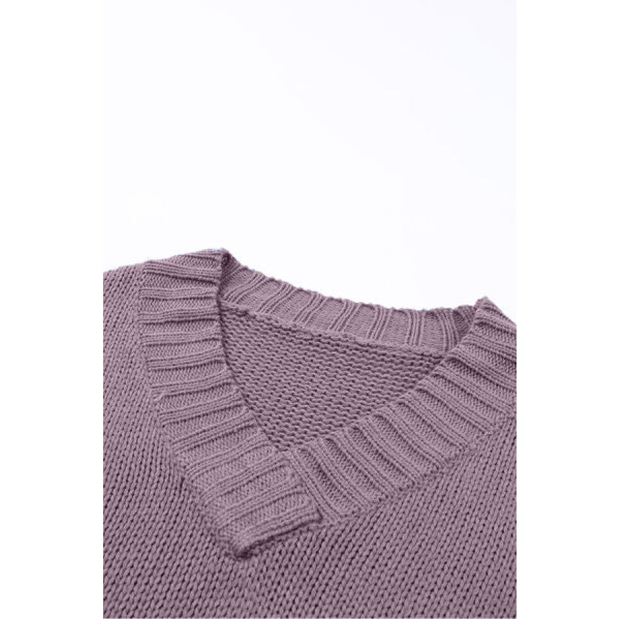 V-Neck Dropped Shoulder Sweater Clothing