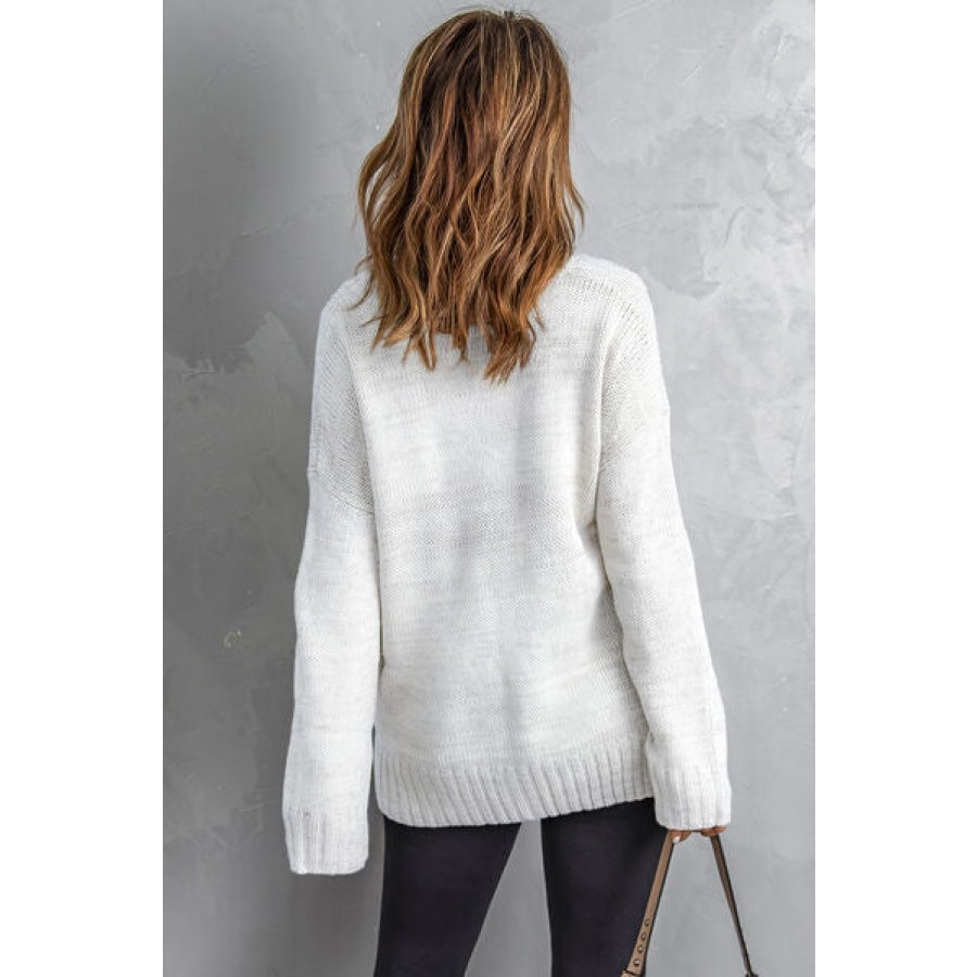 V-Neck Dropped Shoulder Sweater Clothing