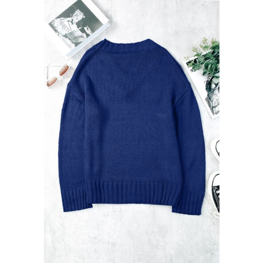 V-Neck Dropped Shoulder Sweater Clothing