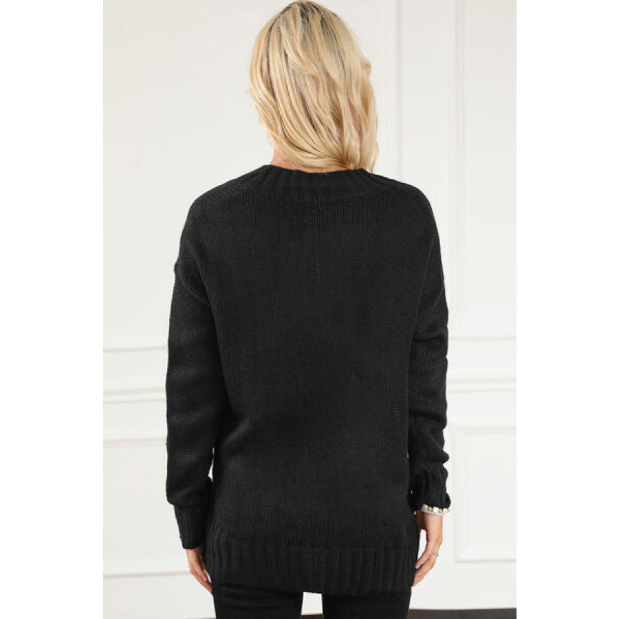 V-Neck Dropped Shoulder Sweater Clothing