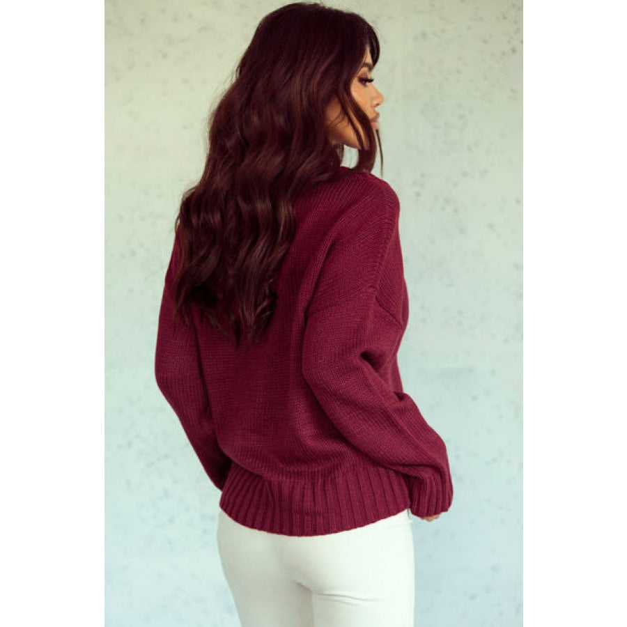 V-Neck Dropped Shoulder Sweater Clothing