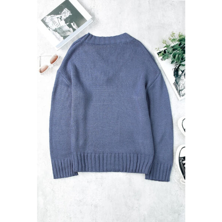 V-Neck Dropped Shoulder Sweater Clothing