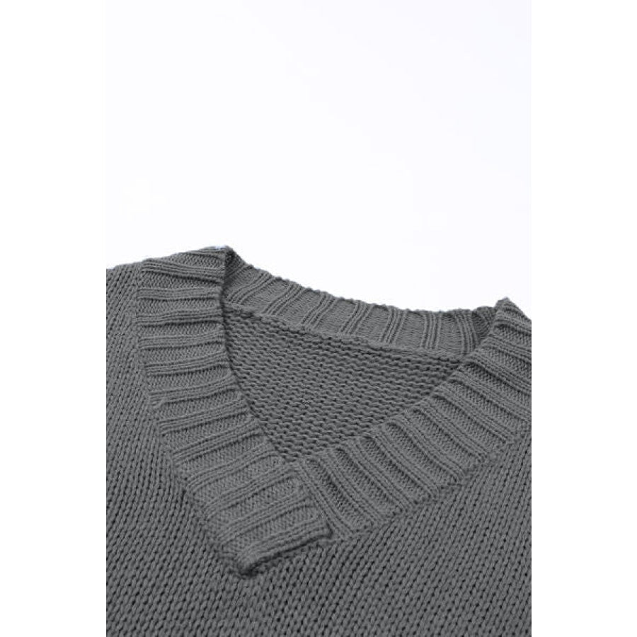 V-Neck Dropped Shoulder Sweater Clothing