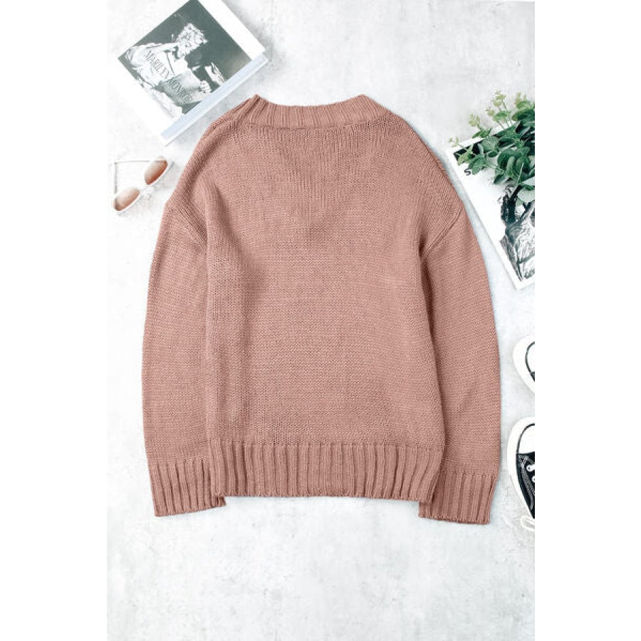 V-Neck Dropped Shoulder Sweater Clothing