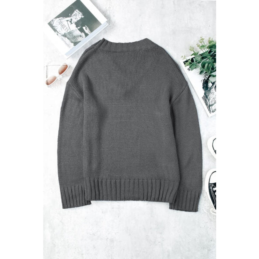 V-Neck Dropped Shoulder Sweater Clothing