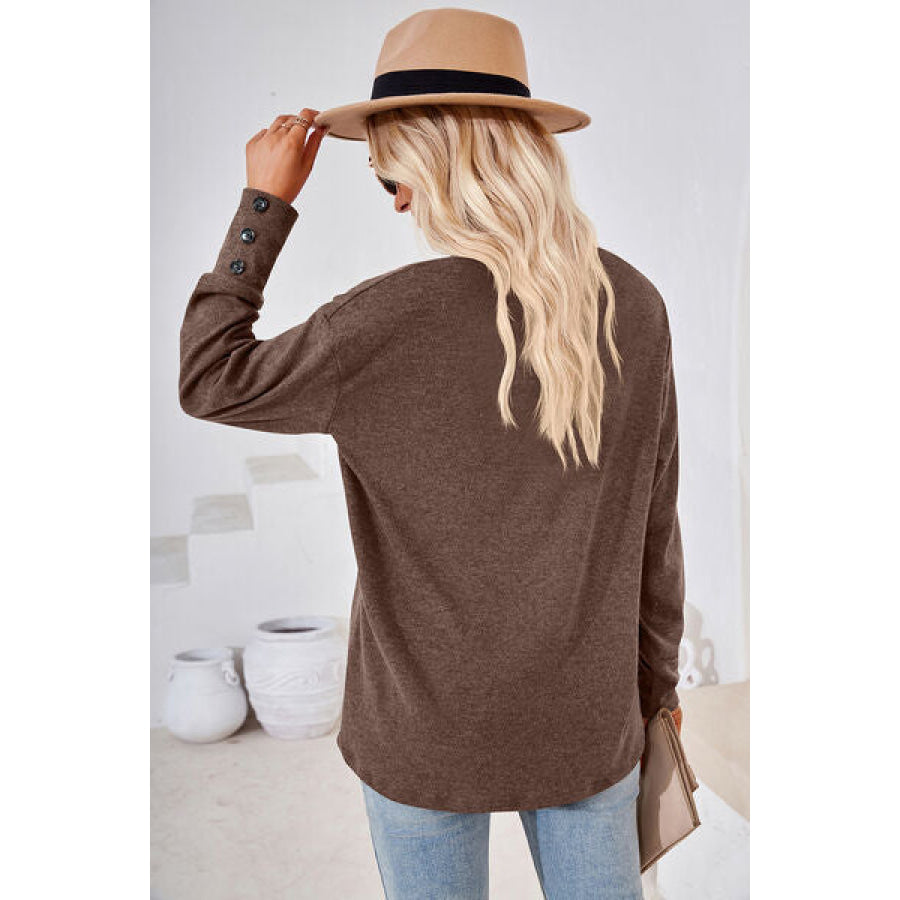 V - Neck Dropped Shoulder T - Shirt Taupe / S Apparel and Accessories