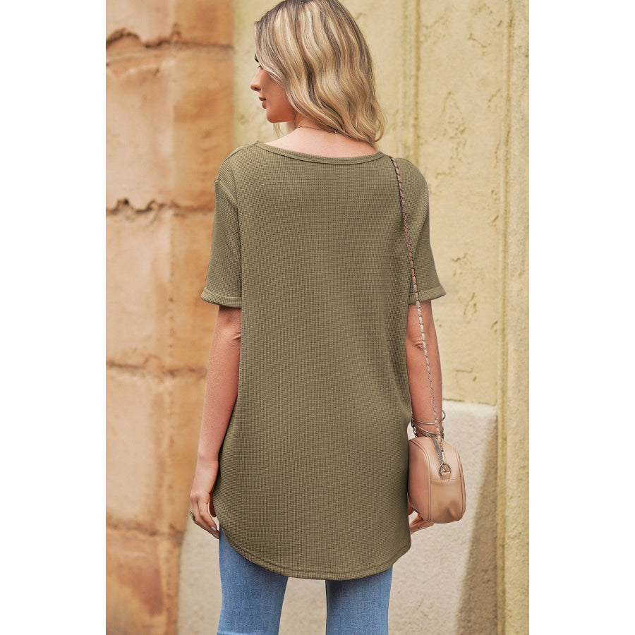 V-Neck Dropped Shoulder Tunic Top