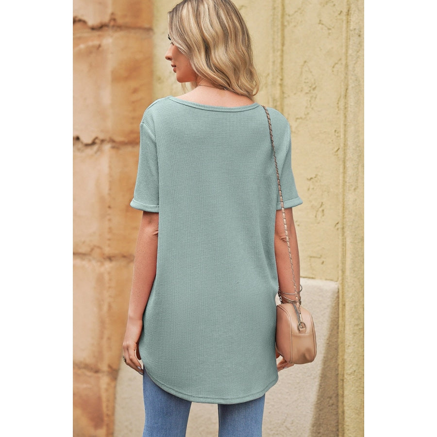 V-Neck Dropped Shoulder Tunic Top