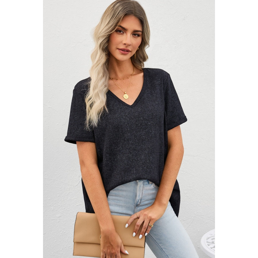 V-Neck Dropped Shoulder Tunic Top