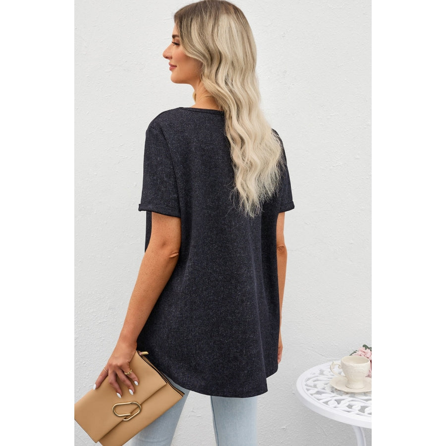 V-Neck Dropped Shoulder Tunic Top