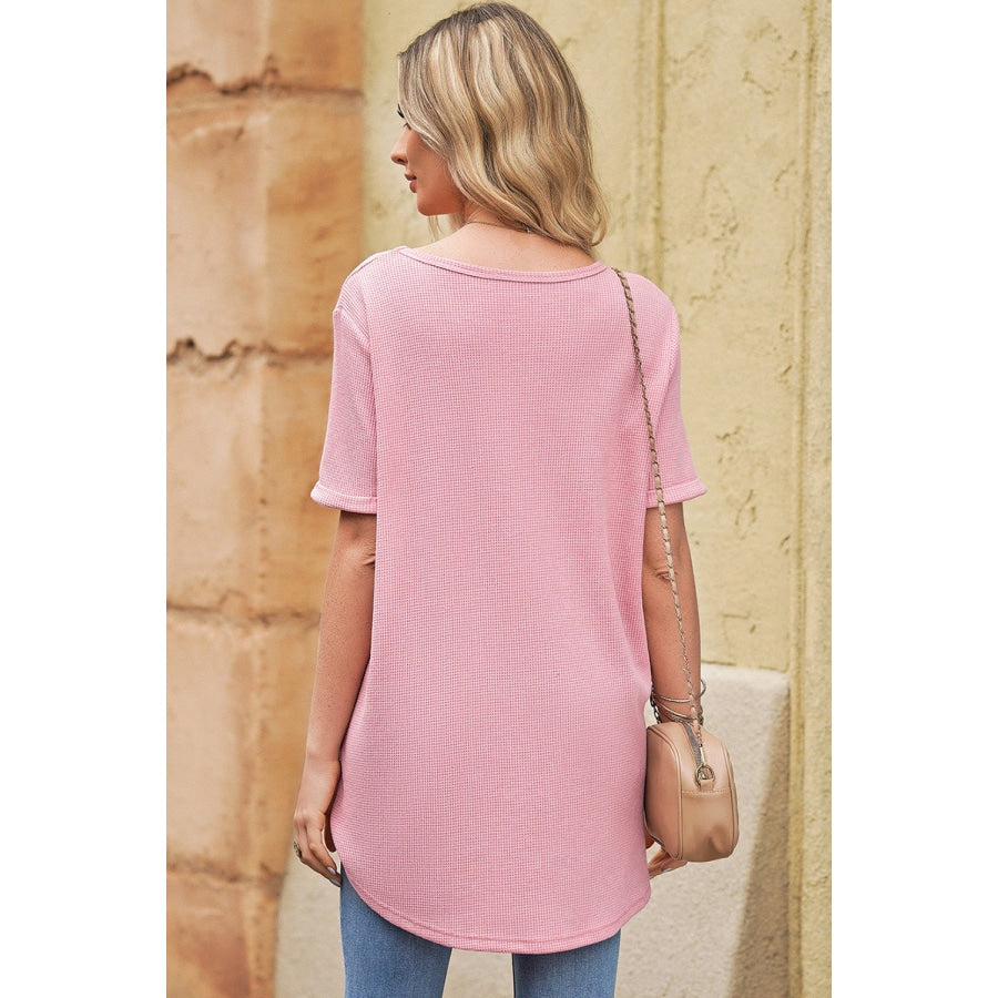 V-Neck Dropped Shoulder Tunic Top