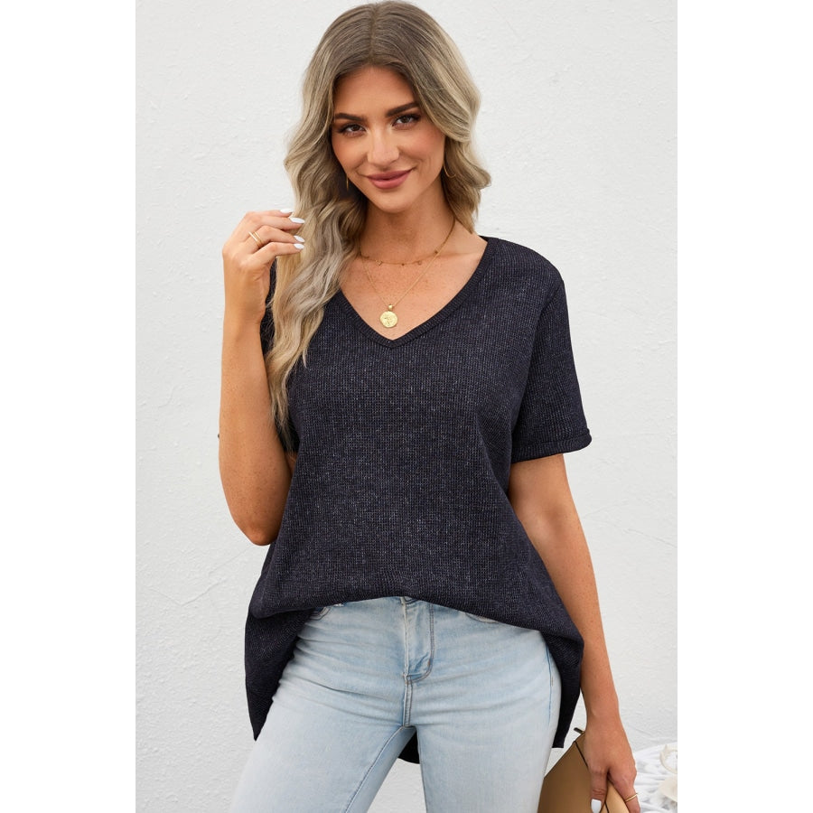 V-Neck Dropped Shoulder Tunic Top