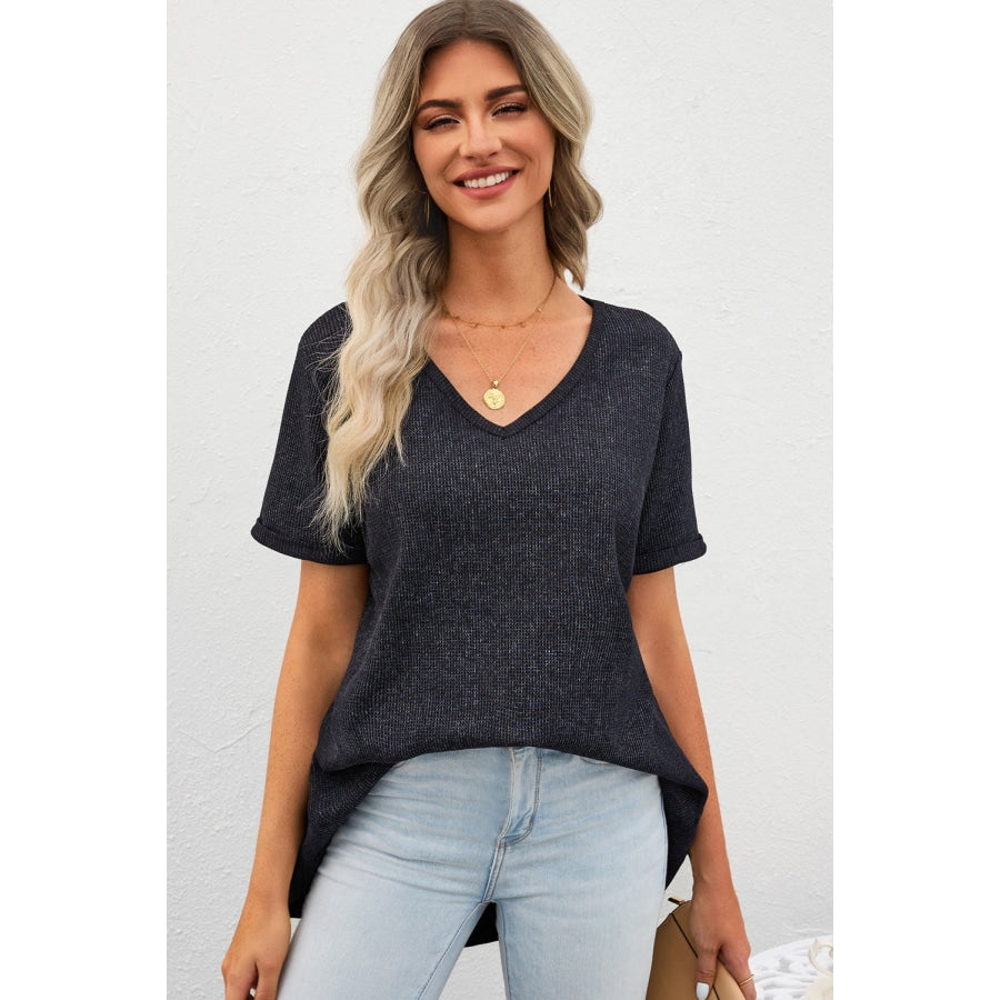 V-Neck Dropped Shoulder Tunic Top