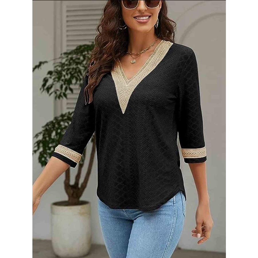 V-Neck Eyelet Blouse