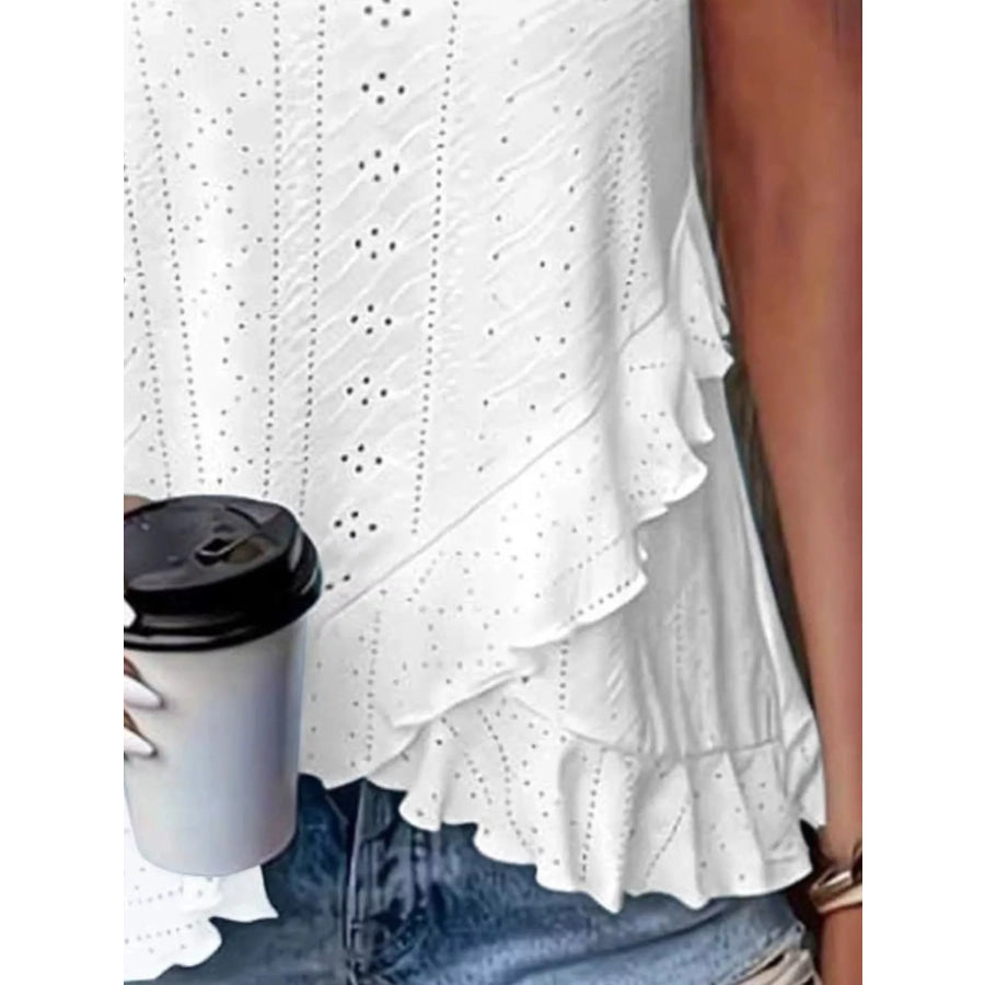 V-Neck Eyelet Ruffled Tank Top Apparel and Accessories
