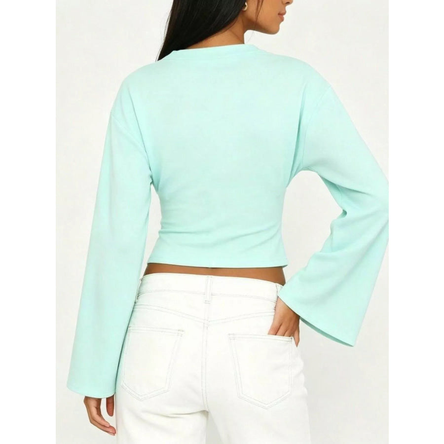 V-Neck Flare Sleeve Blouse Apparel and Accessories